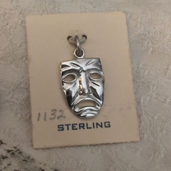 Vintage 70s Comedy Tragedy Drama sterling silver‎ pendant/charm lot - Picture 12 of 15